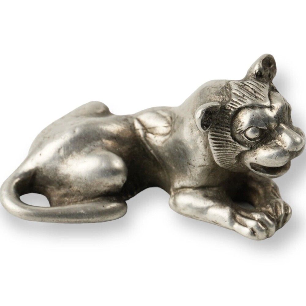 Metropolitan Museum Art 2" Pewter Egypt Lion Figurine 1976 MMA King Tut Exhibit